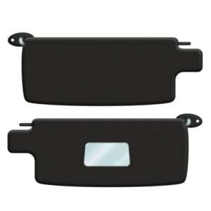 Pelindung Sinar Matahari (Sun Visors) VW dengan Cermin - 1 Set - Vinyl Hitam